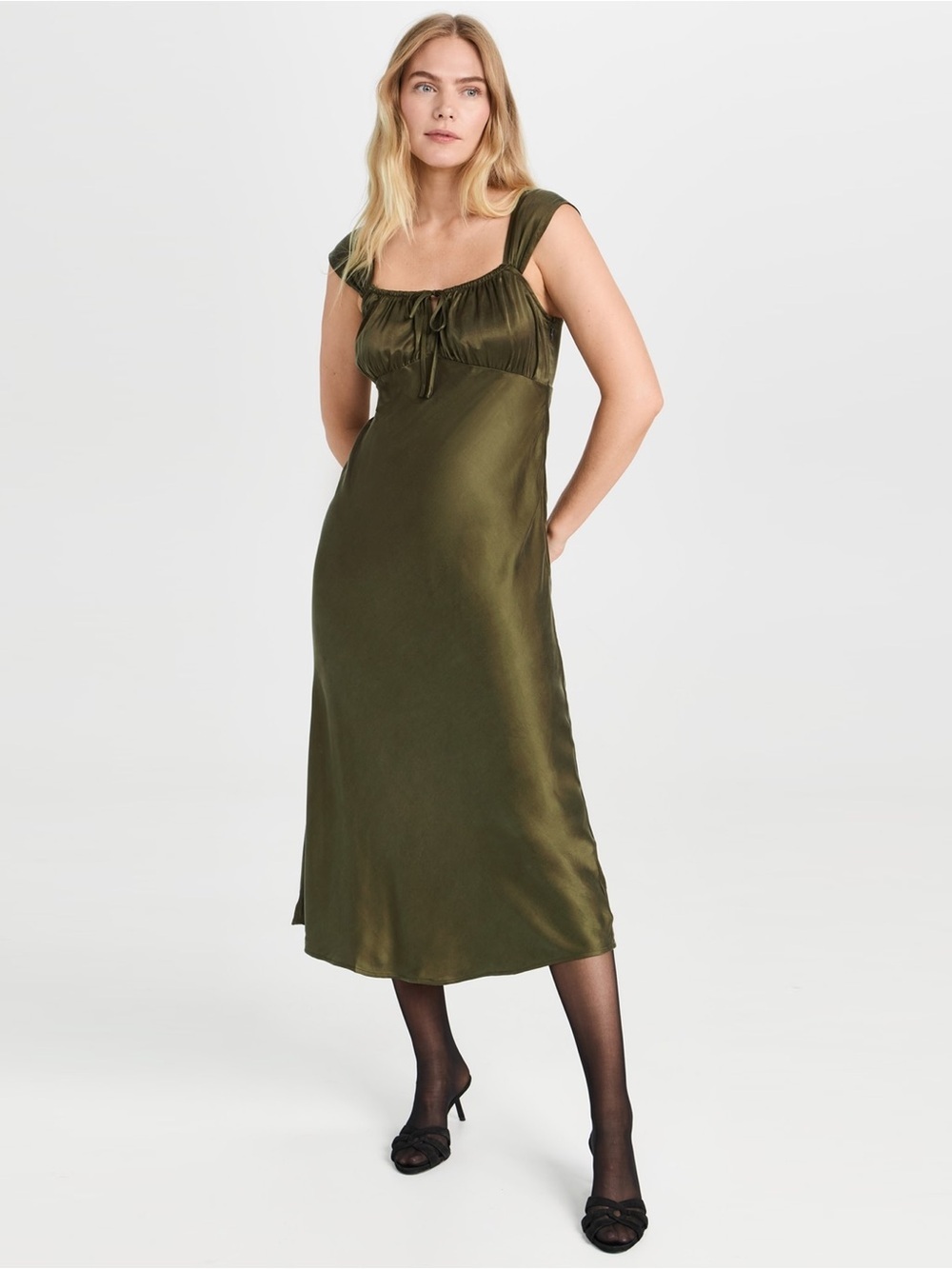 Madewell - Square Neck Midi Dress - Expedition Green